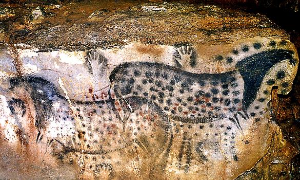 Cave paintings at Pech Merle, at Cabrerets on the Cele river, Lot, France